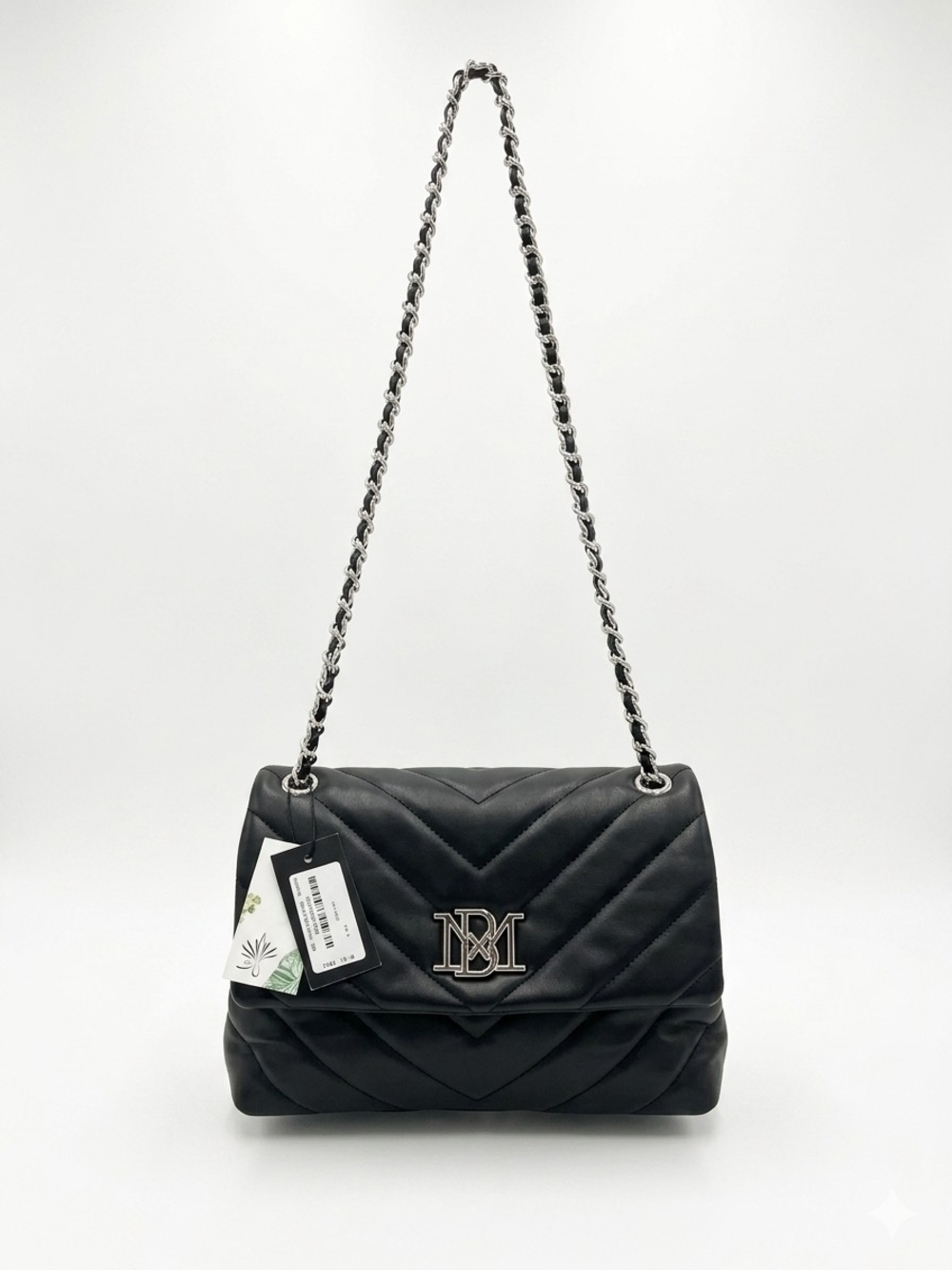 Badgley Mischka Black Quilted Chain-Handle Shoulder Bag